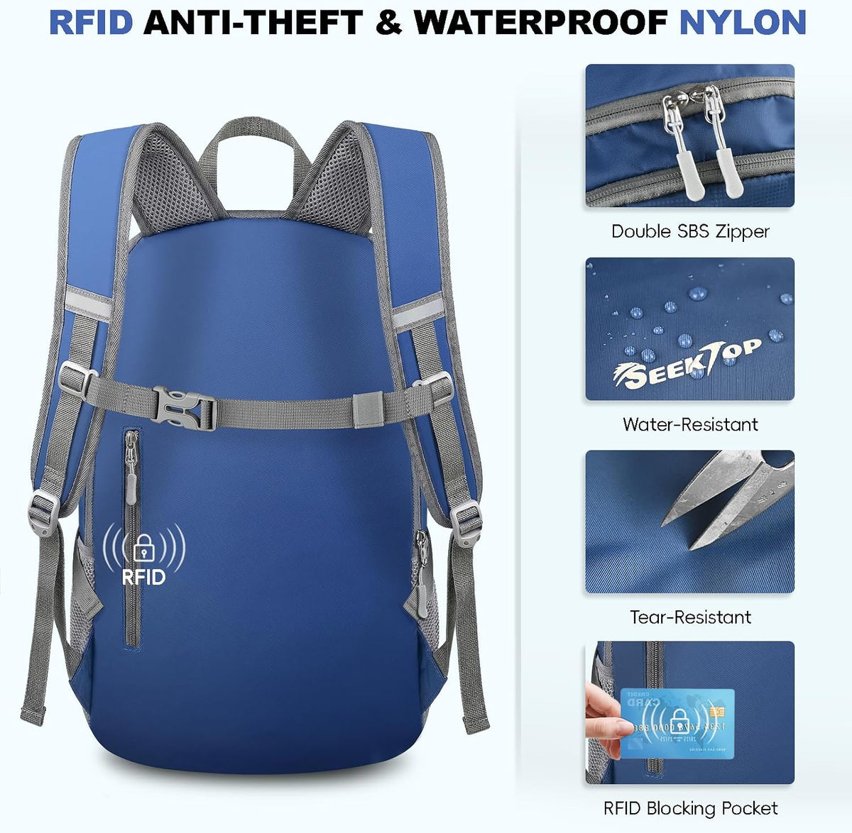 Seektop Travel Backpack, Foldable Expandable 20L-28L Daypack