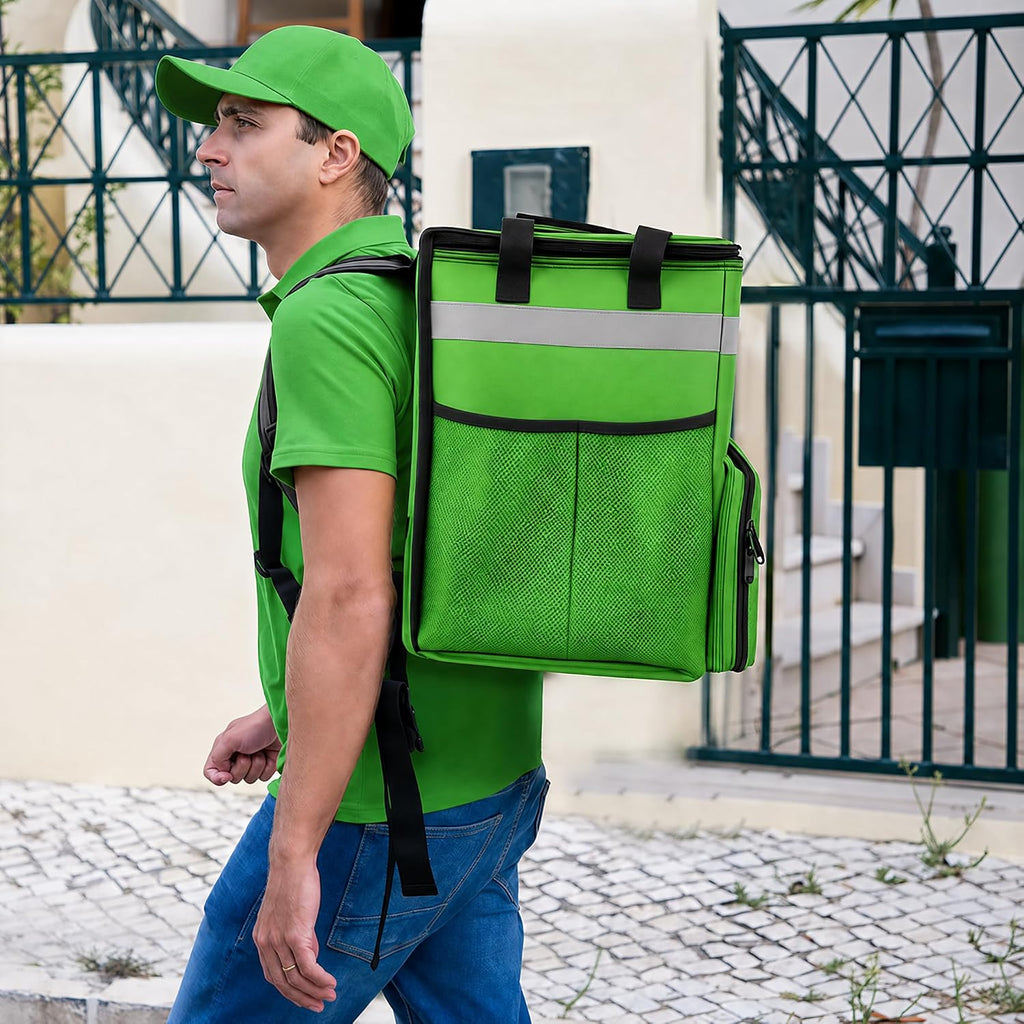 Insulated Food Delivery Backpack with Cup Holders, Expandable Bag