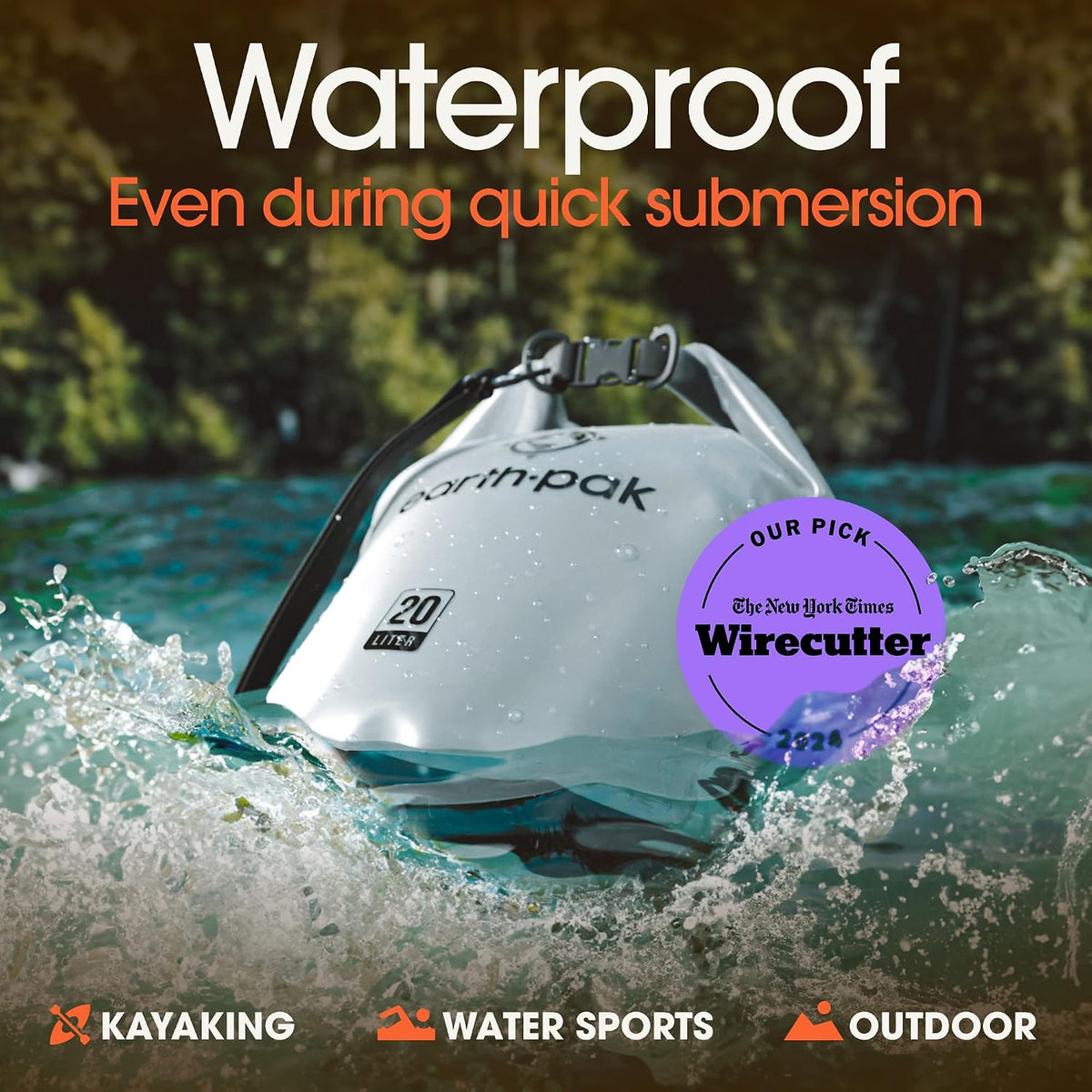 Earth Pak Waterproof Dry Bag - Roll Top Waterproof Backpack Sack Keeps Gear Dry for Kayak with Waterproof Phone Case