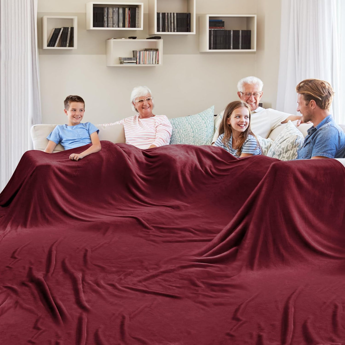 Edenleaf Big Oversized Soft Blanket, Giant Fleece Companion 120x120, California King Warm Blanket for Whole Family, Bed, Sofa, Couch, Travel, Camping 120x120 Brown