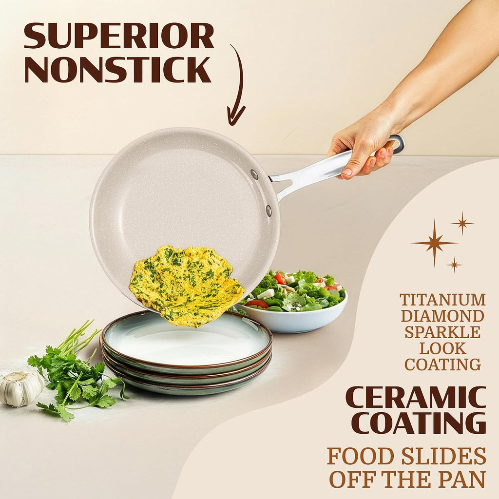 GRANITESTONE Ceraluxe 20Pc Pots and Pans Set Non Stick Ceramic Cookware Set