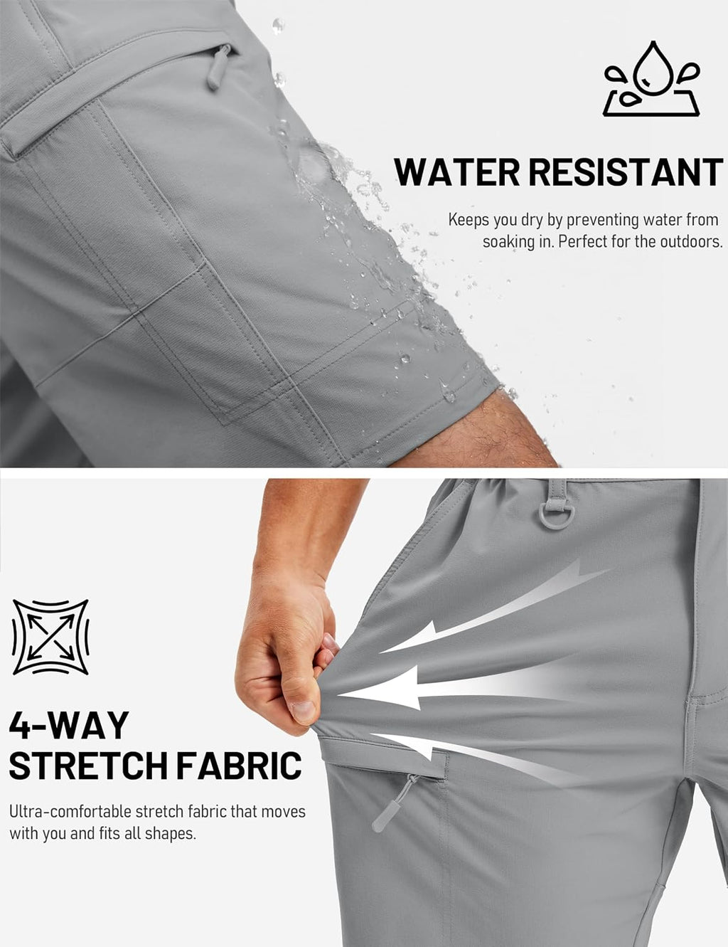TACVASEN Men's Hiking Cargo Shorts 10 inch Quick Dry Lightweight Waterproof