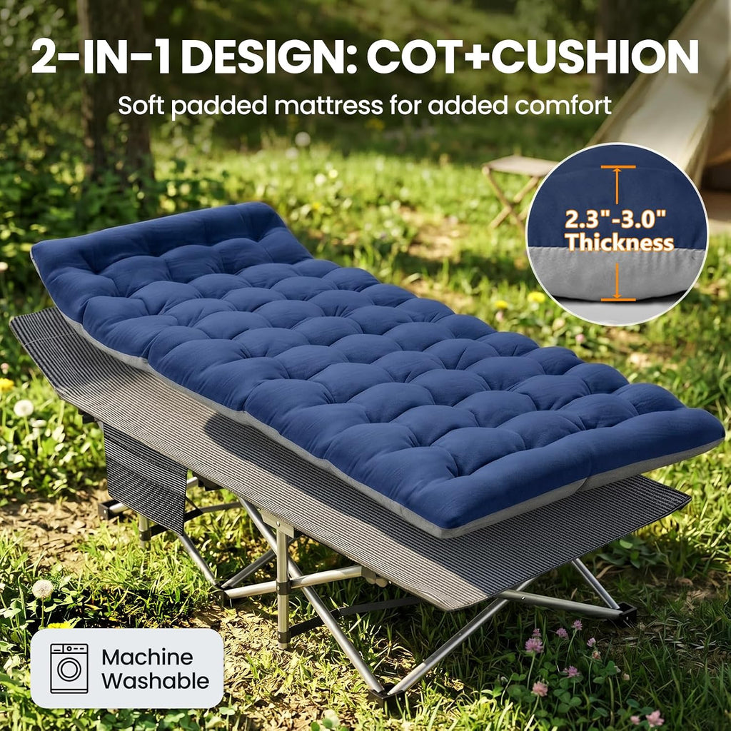 DoCred Folding Camping Cot with Mattress, 2 Pack Heavy Duty Folding Cot
