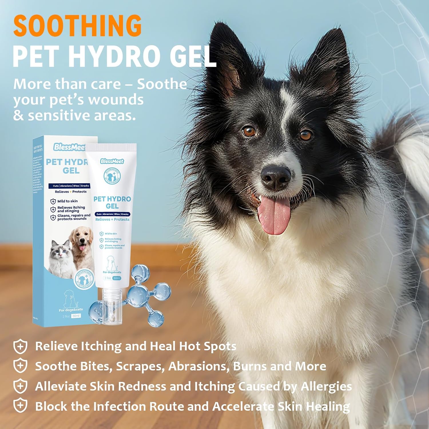 Pet Dog Wound Care Hydro Gel,Hot Spot Gel for Dog and Cat.2 Fl Oz