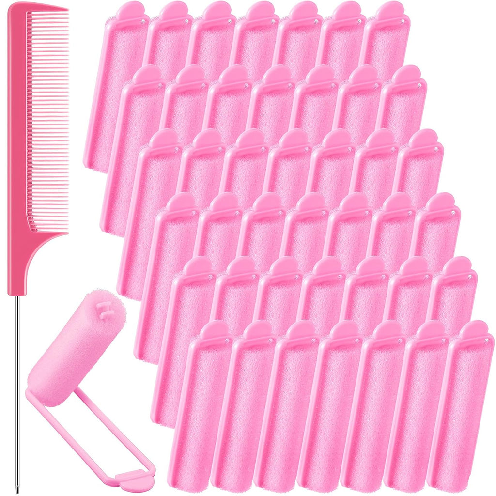 Syhood 43 Pcs Foam Sponge Hair Rollers Set Women, Tail Comb, Blue