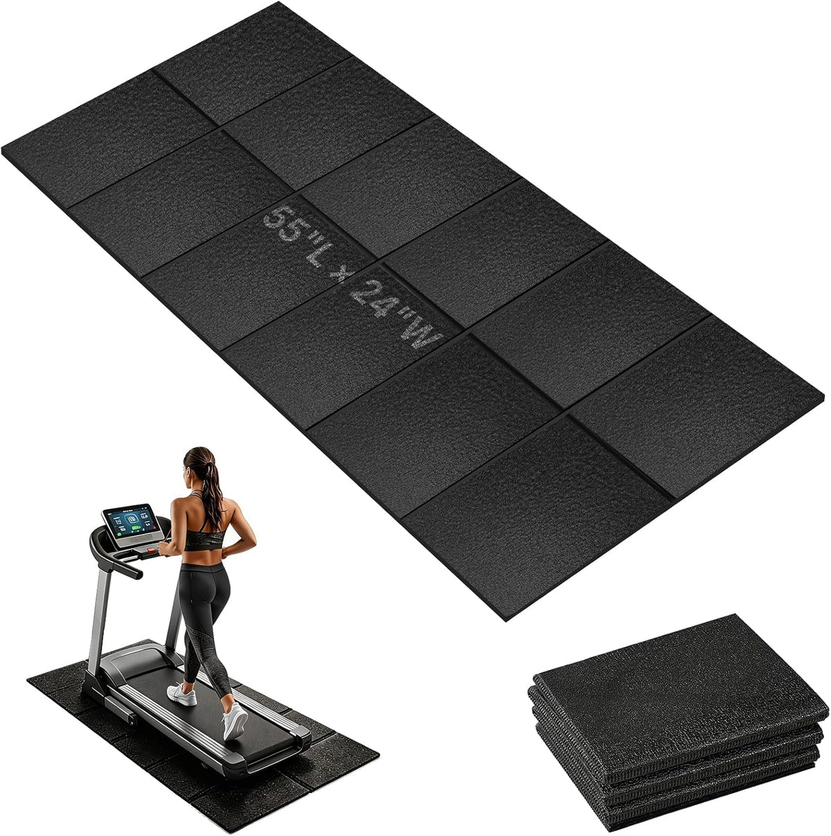 Treadmill Mat, Carpet Hardwood Floor Protect, Walking Pad, 55 × 24"