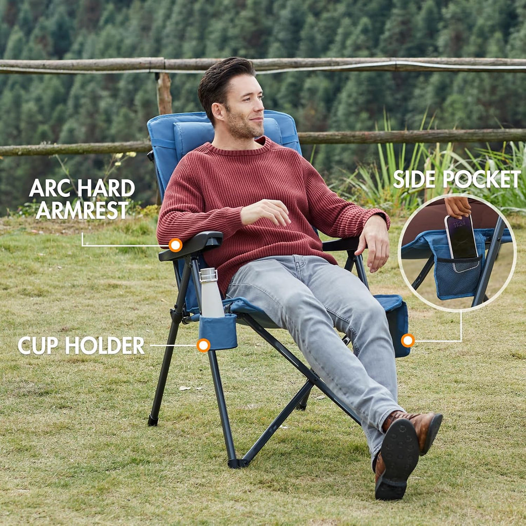 Portal Reclining Camping Chair with Adjustable Back, Blue