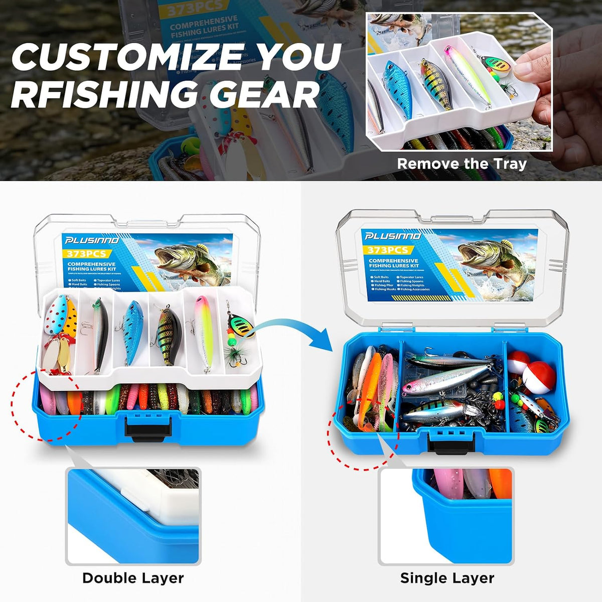 PLUSINNO Fishing Rod and Reel Combo Pole Gear Kit Telescopic Beginner