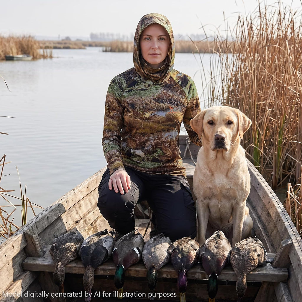 Women’s UPF 50+ Hunting Hoodie Shirt with Face Mask