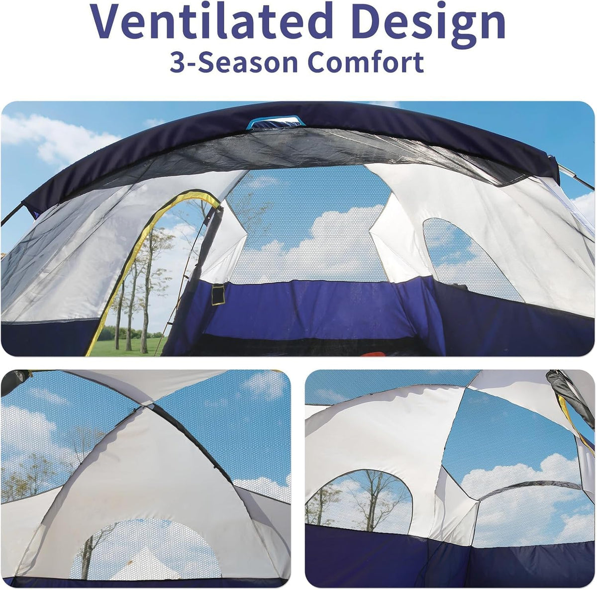 EchoSmile 8 Person Large Family Camping Tent, Waterproof Windproof Spacious Cabin Tent with Removable Rainfly, Easy Setup 3-Season Outdoor Shelter for Group