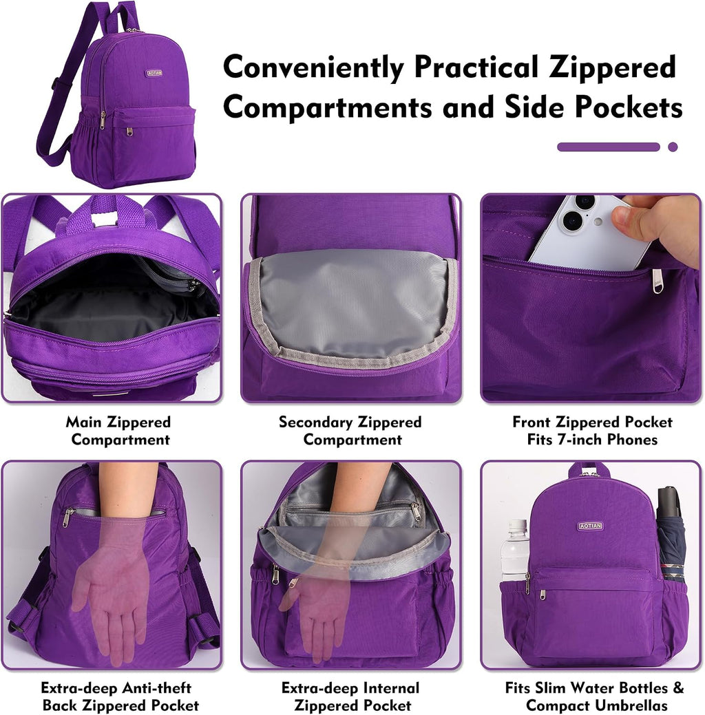AOTIAN Lightweight Nylon Daypack, Small Hiking Backpack for Women
