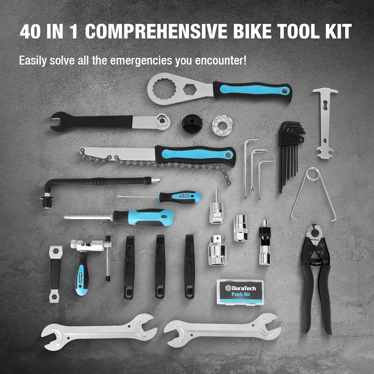 DURATECH 40PC Bike Repair Tool Kit with Carry Storage Case