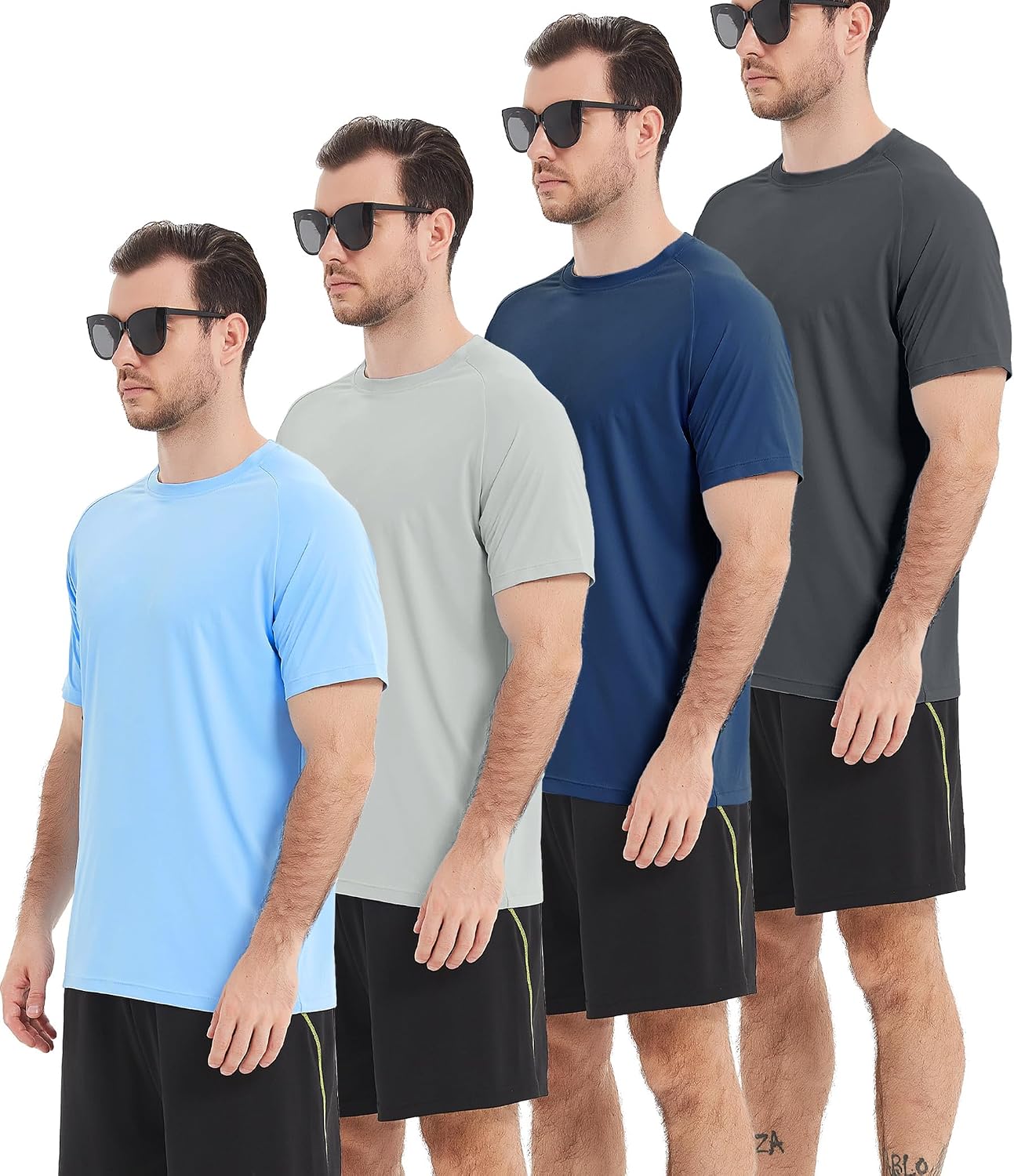 Kinglaman 1/4/5/6 Pack Men's Workout Gym Dry Fit Short Sleeve T Shirts