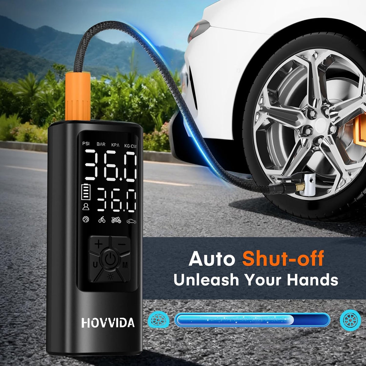 Tire Inflator Portable Air Compressor, Bike Pump, Air Pump for Car Tires 150PSI with Digital Pressure Gauge, Auto Shut-Off, Fast Inflation, Bike Tire Pump for Car, Motorcycle, Bike, Ball