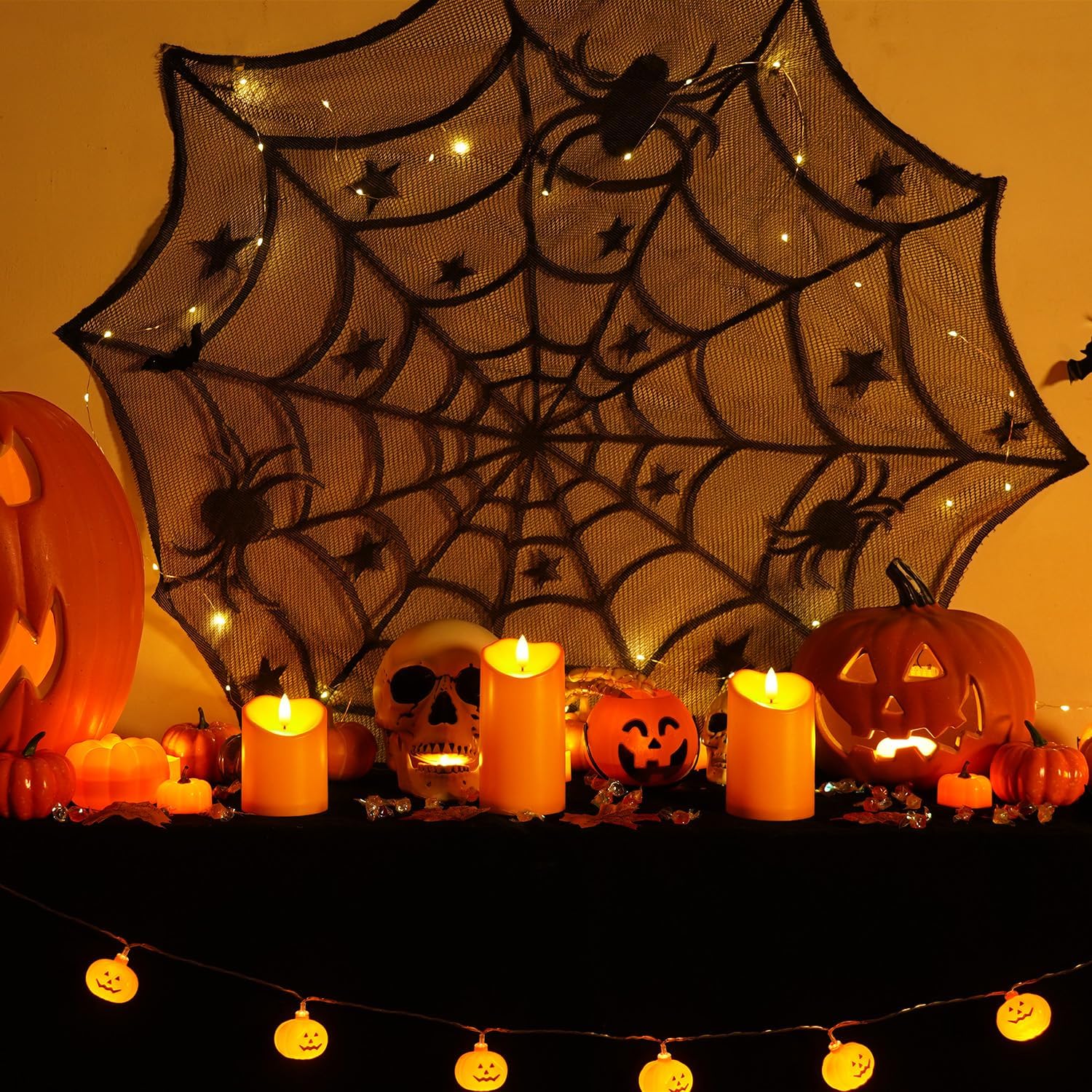 Homemory Halloween Orange Flameless Candles Outdoor, Fall Candles Battery