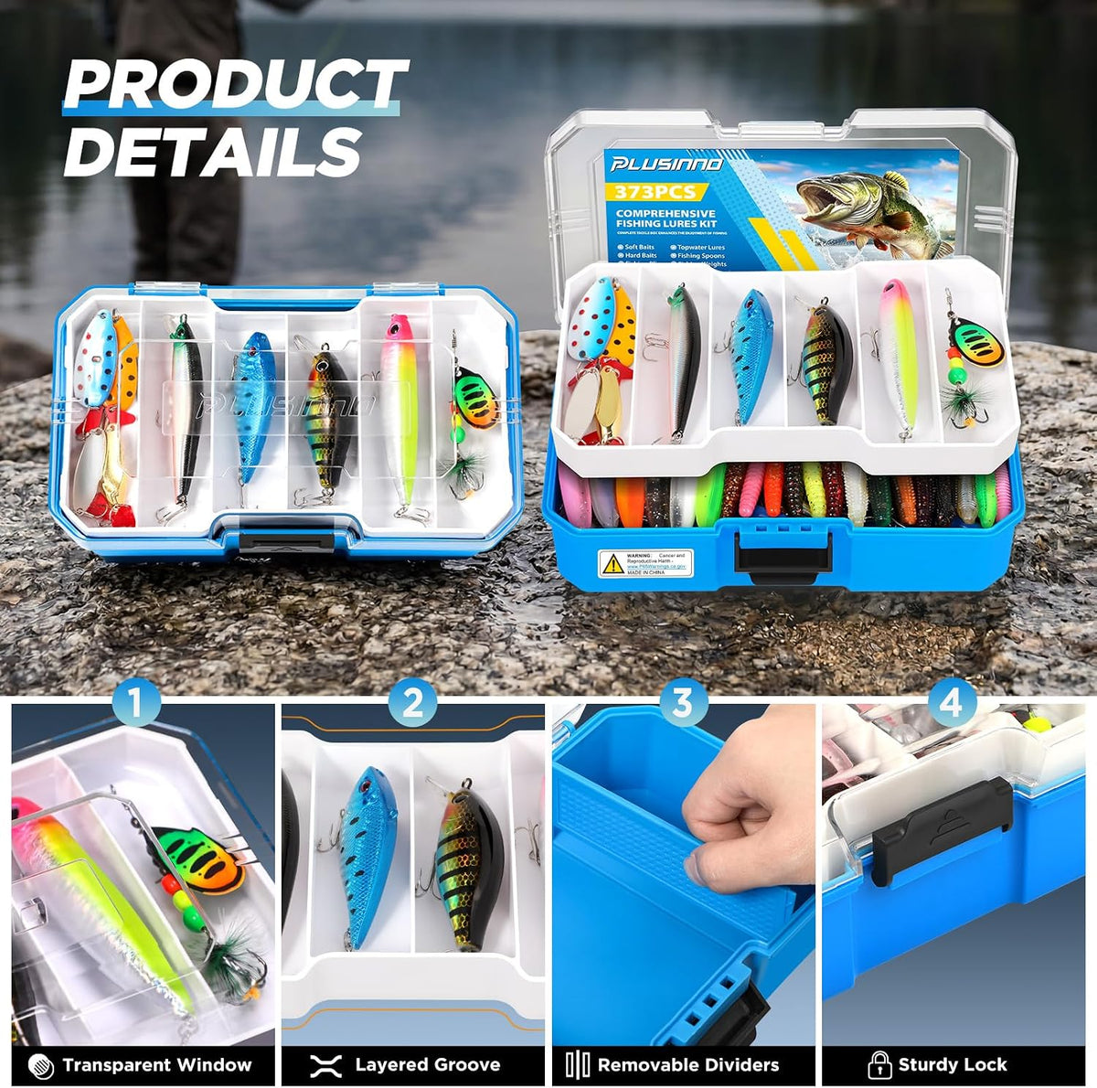 PLUSINNO Fishing Rod and Reel Combo Pole Gear Kit Telescopic Beginner