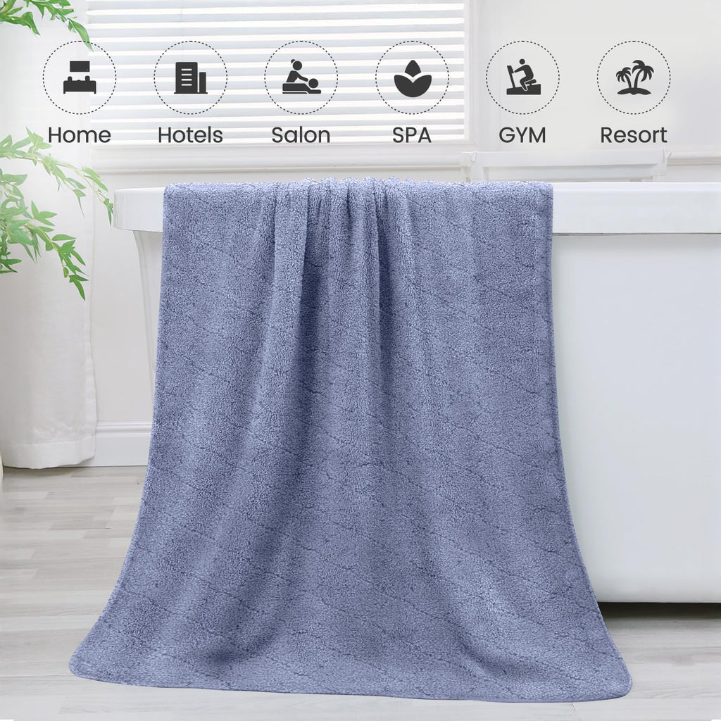JML Microfiber Bath Towels with Hanging Loop, 2 Pack, 27x55 in, Blue