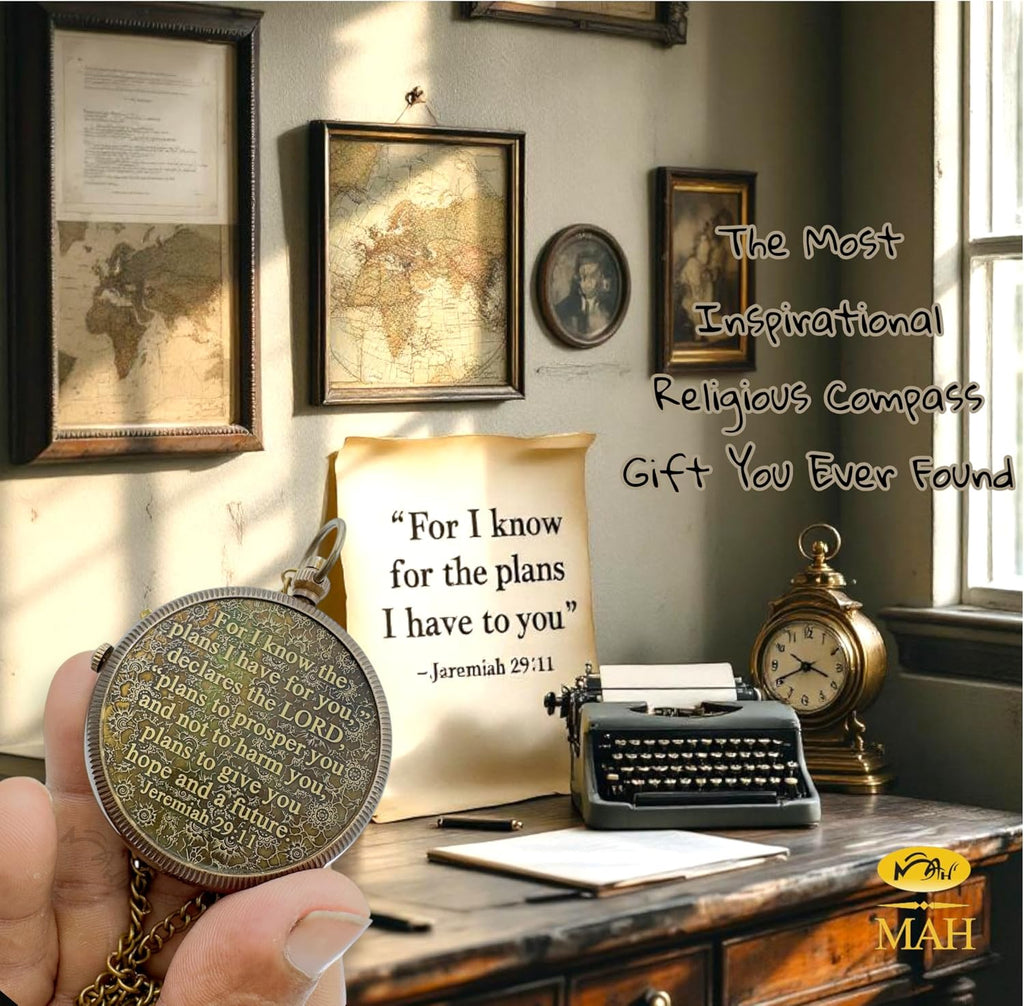Handmade Religious Brass Compass Gift with Engraved & Embossed Faith Messages – Inspirational Christian Religious Gift Keepsake for Baptism, Confirmation, Christening, First Communion or Christmas