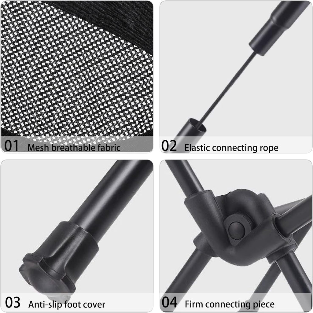 Wind Tour Portable Camping Chair Lightweight Foldable Outdoor Chair for Hiking Camp Backpacking Lawn Beach Fishing Picnic with Carry Bag (High-Back | Black-2)