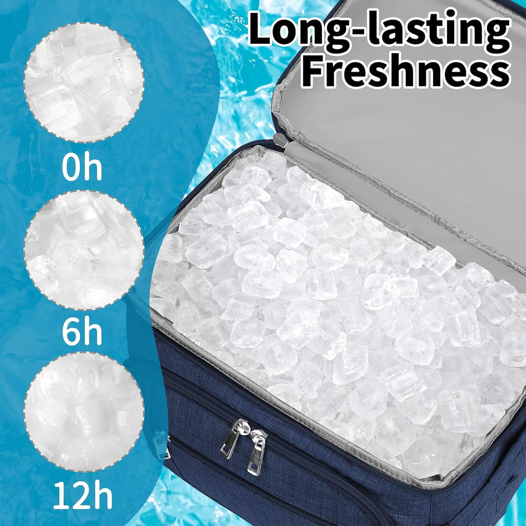 Cooler Backpack,Insulated Backpack Cooler Leakproof Double Deck Cooler Bag for Men Women RFID Lunch Backpack