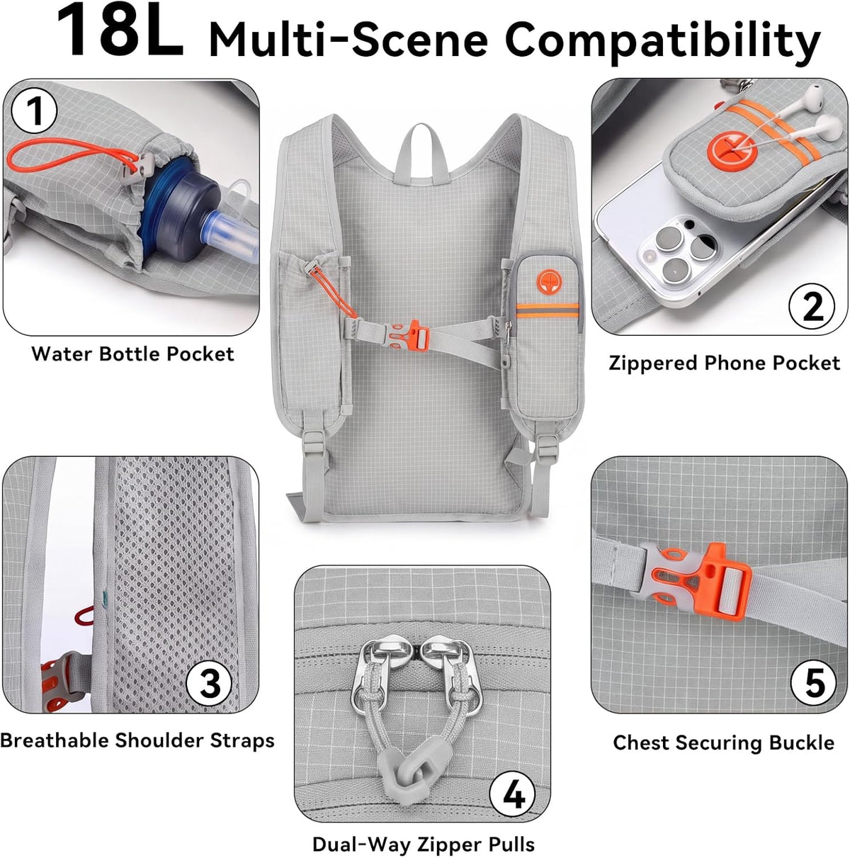 18L Small Hiking Backpack Foldable Ultralight Daypack