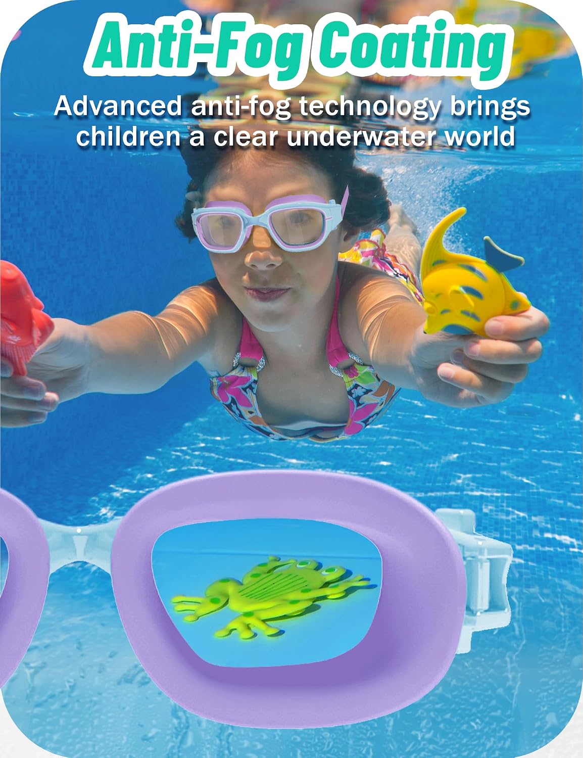 Vvinca Kids Swim Goggles Anti-Fog UV Protection No Leak for 3-14 Pool Swim