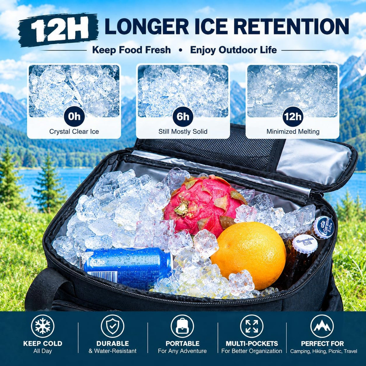 Backpack Coolers Insulated Leak Proof 38cans Soft Insulated Cooler Backpack for Women Men 12 Hours Cooling for Camping Hiking Beach Picnic