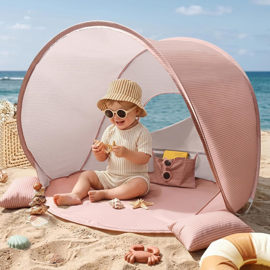 Tiny Land Baby Beach Tent, Pop Up Baby Tent with UPF 50+ Sun Protection | Portable Baby Beach Essentials, 35.4"x27.6"x31.5" Sun Shelter for Infants, Baby Outdoor Use, Pastel Aqua