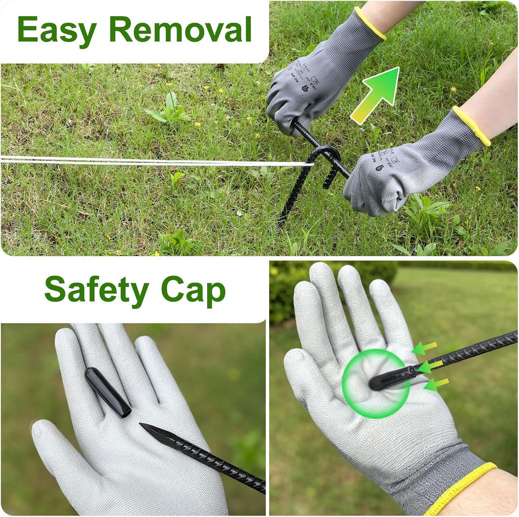 AAGUT Rebar Stakes 12 Inch J Hook, Premium Anti-Rust Tent Stakes for Canopy