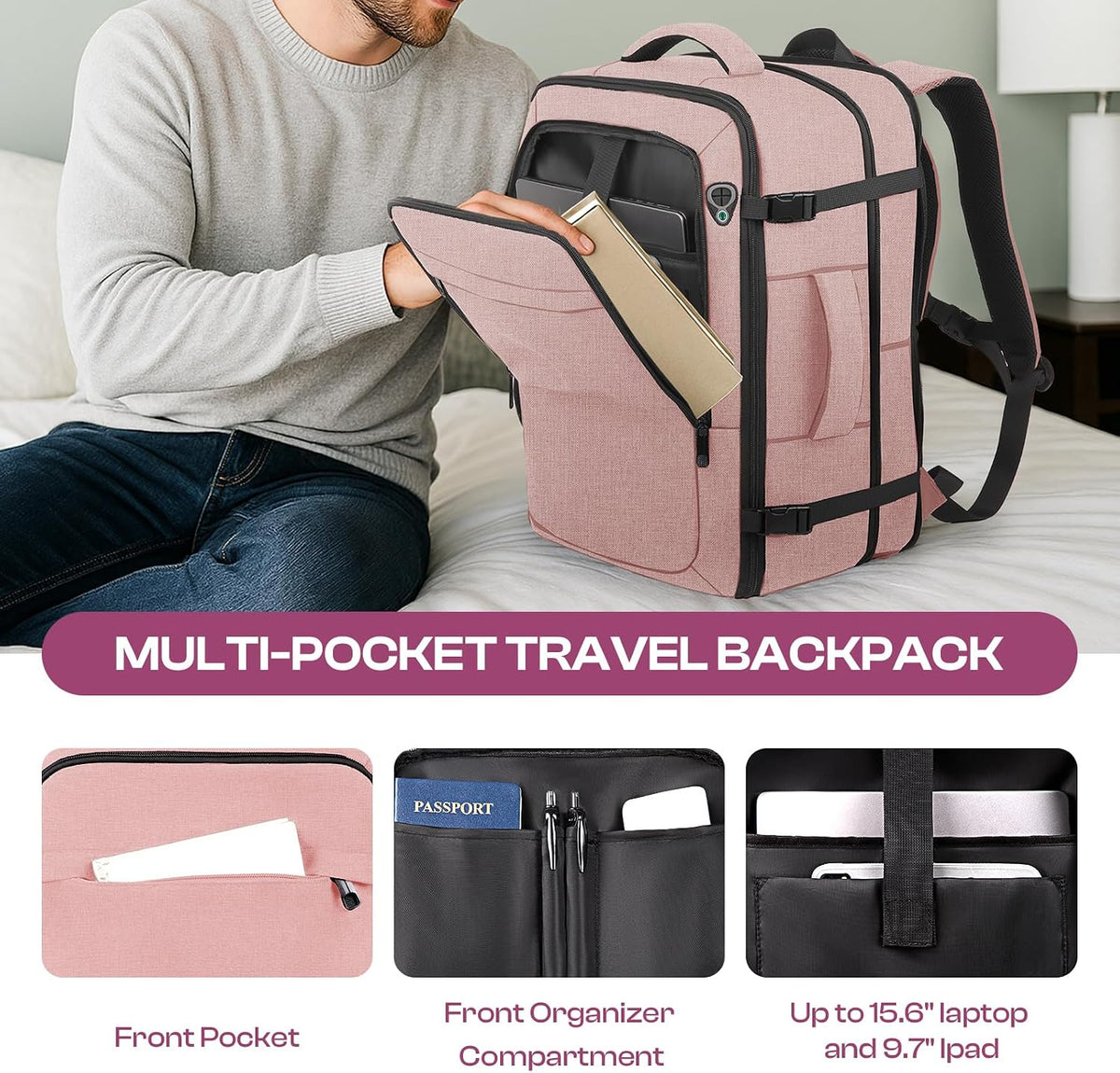 Large Travel Backpack for Women, Tsa Flight Approved Big Carry on Backpack