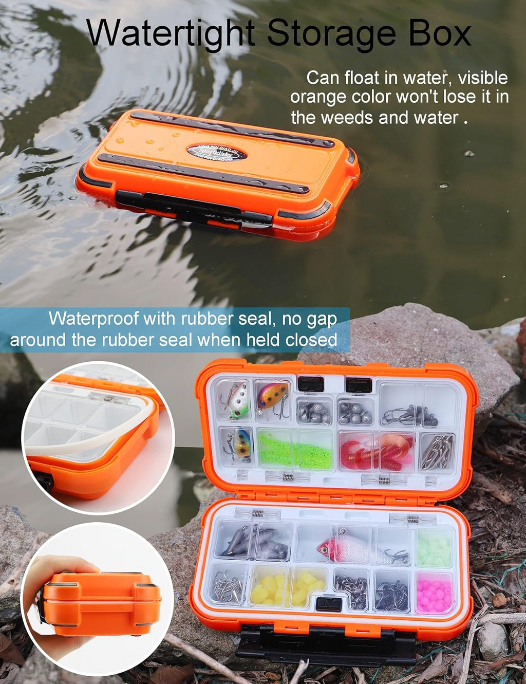 Hlotmeky Small Kayak Mini Tackle Box Waterproof Fishing Lure Box Terminal Storage Fishing Hook Organizer