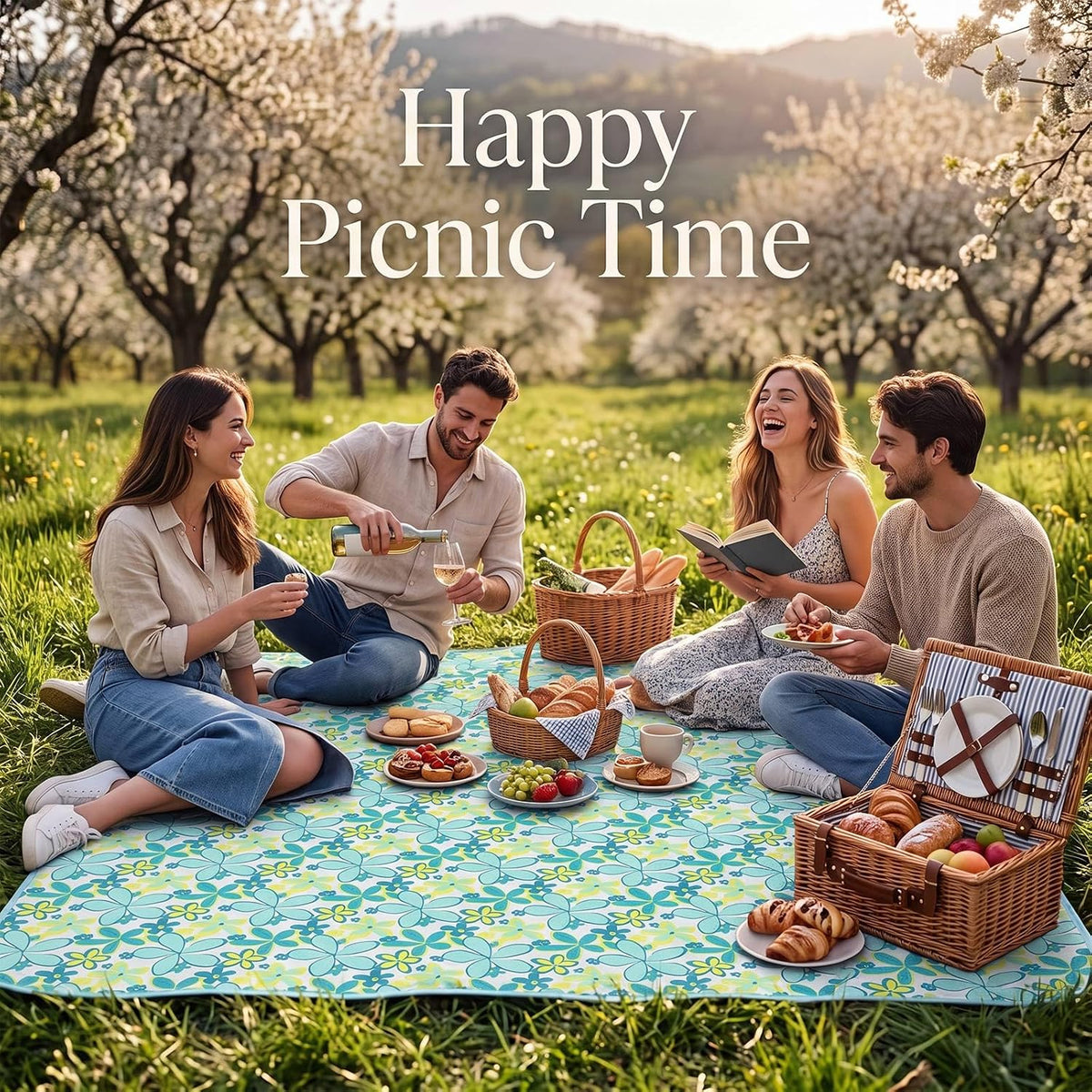 Shellwei 6 Pcs Picnic Blankets Waterproof Sandproof, 80 x 60 Inch