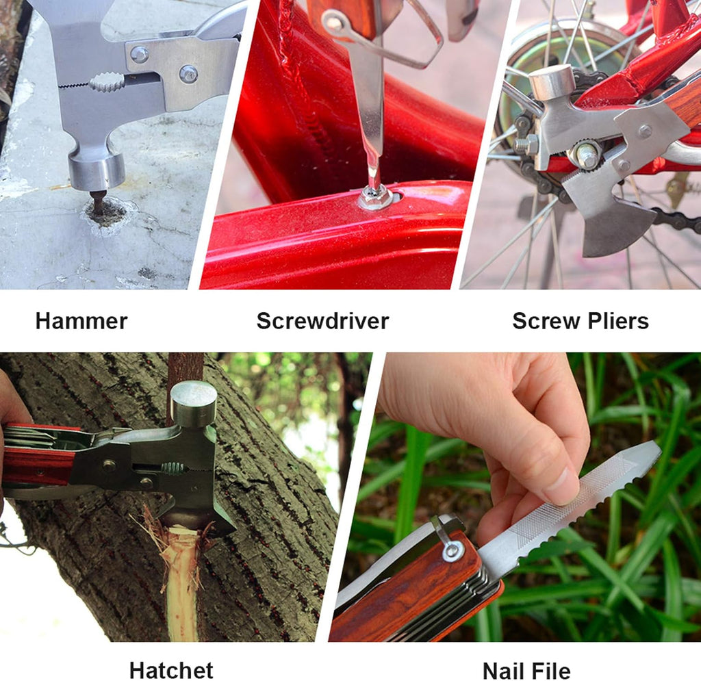 18-in-1 Multitool Camping Axe Hammer, Multi Tool with Plier, Knife