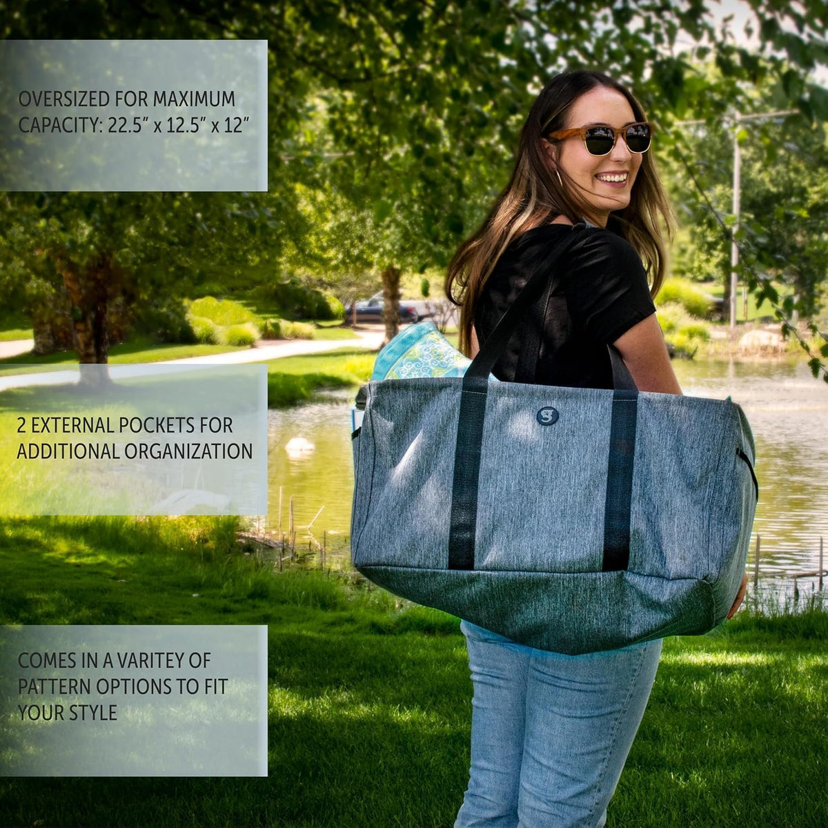 geckobrands Large Utility Tote - Durable Multipurpose Bag for Beach, Travel, Shopping & Outdoor Activities