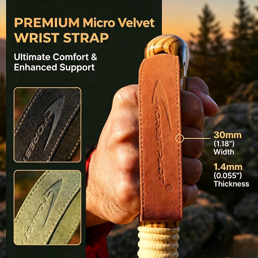 FOREST PILOT 1pc Sassafras Wood Adjustable Walking Stick | Sassafras Wood Material, 3pcs Detachable Flip Lock, All Terrain Accessories, Storage pouch