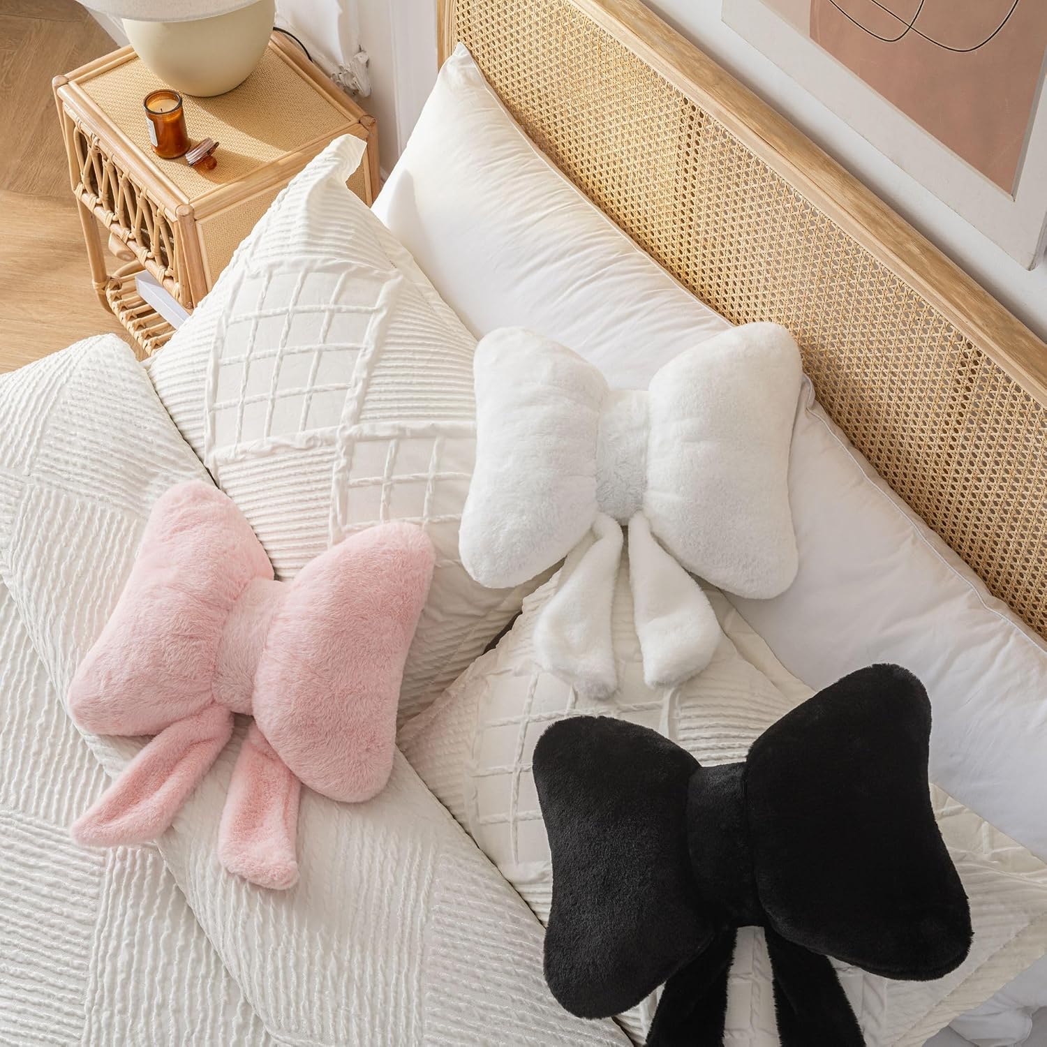 Room Decor Home Decor Bow Throw Pillows Decorative Pillows,White 10*8inch