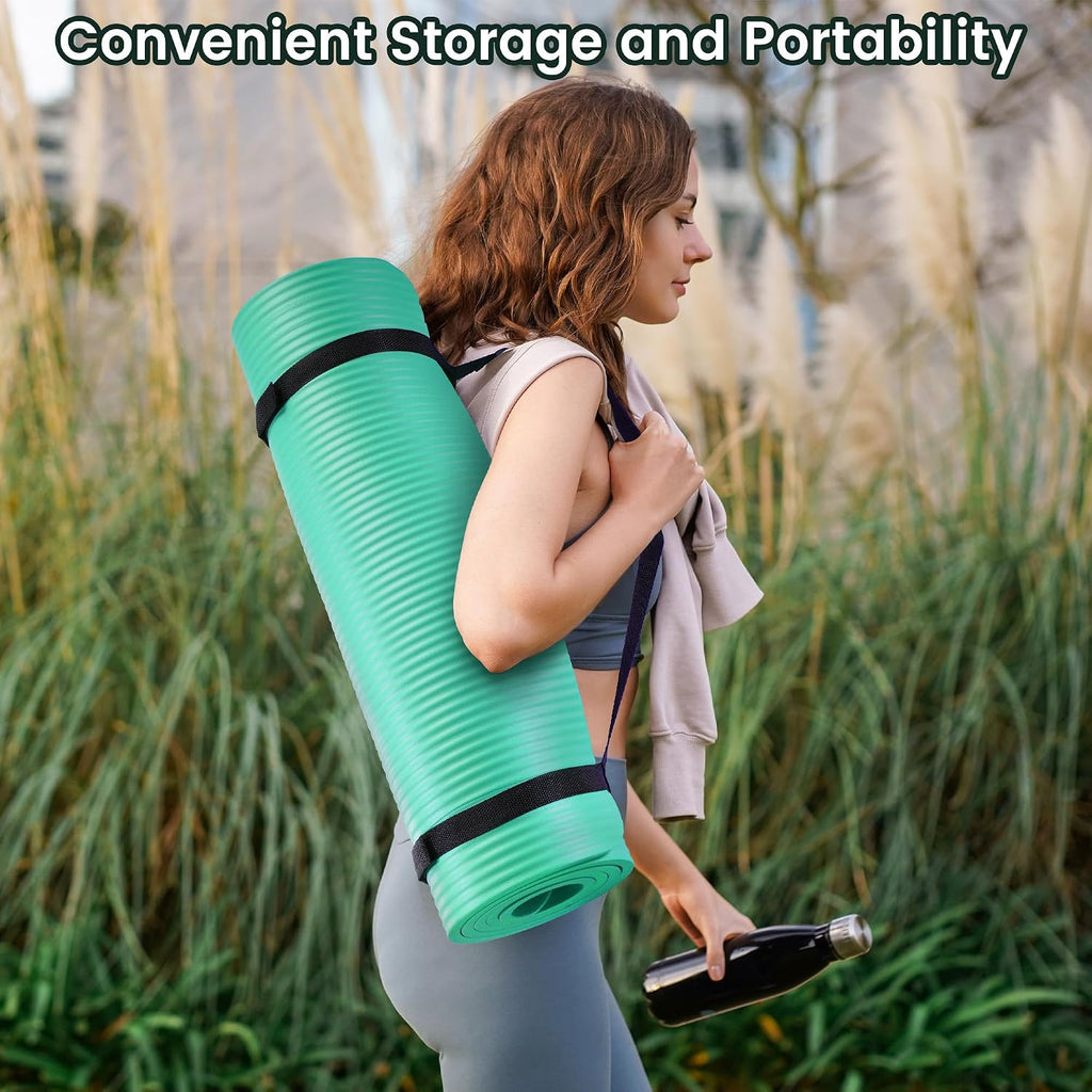Fitvids 1/2-inch Thick High Density Exercise Yoga Mat with Carrying Strap