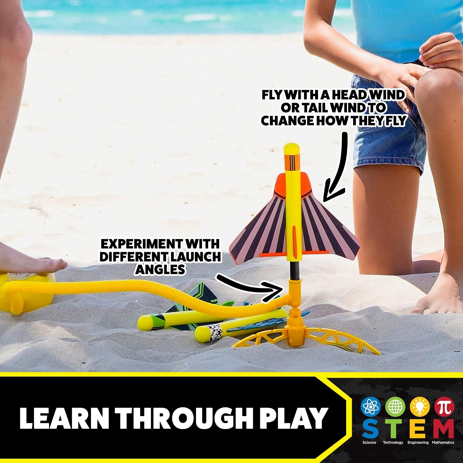 Stomp Rocket Stunt Plane Rocket Launcher Toy for Kids - 3 Foam Airplane Toy