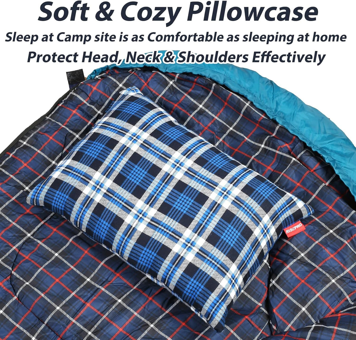 Outdoor Camping Pillow Lightweight, Compressible, Flannel Travel Pillow Cases, Washable Removable Pillow Cover Camping and Backpacking Blue