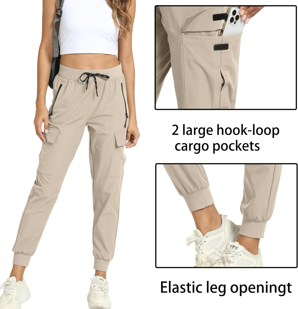Womens Cargo Hiking Pants with 4 Pockets Lightweight Water Resistant