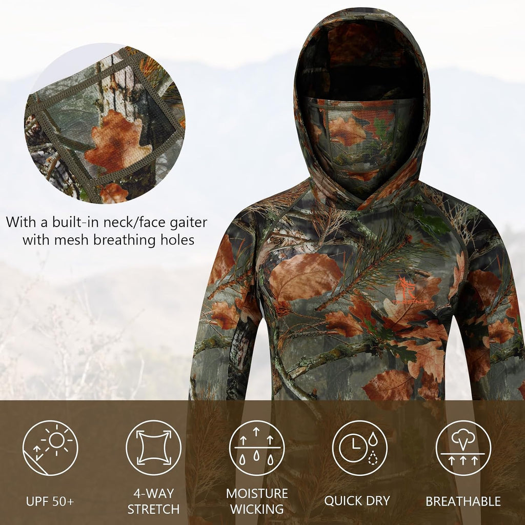 Women’s UPF 50+ Hunting Hoodie Shirt with Face Mask