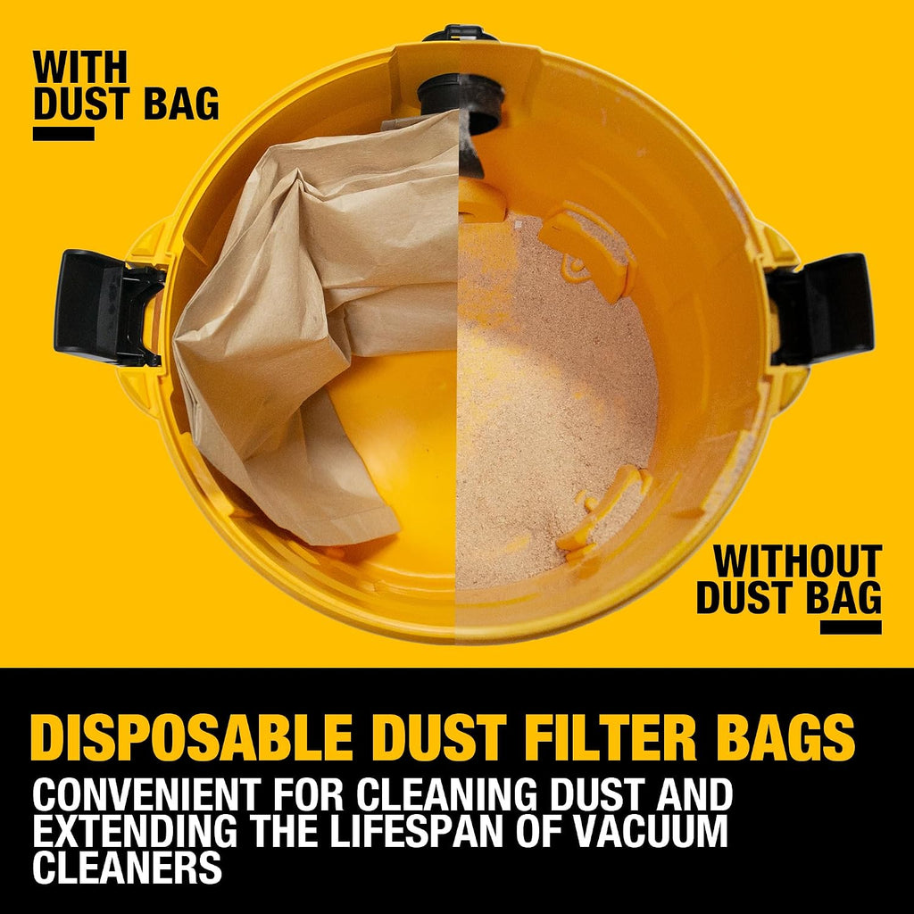 3 Pack DEWALT Dust Bag DXVA19-4102, for 12-16 Gallon Wet/Dry Vacuum, Filter Bag Compatible with DXV12P DXV14P DXV16P DXV16PA DXV16S