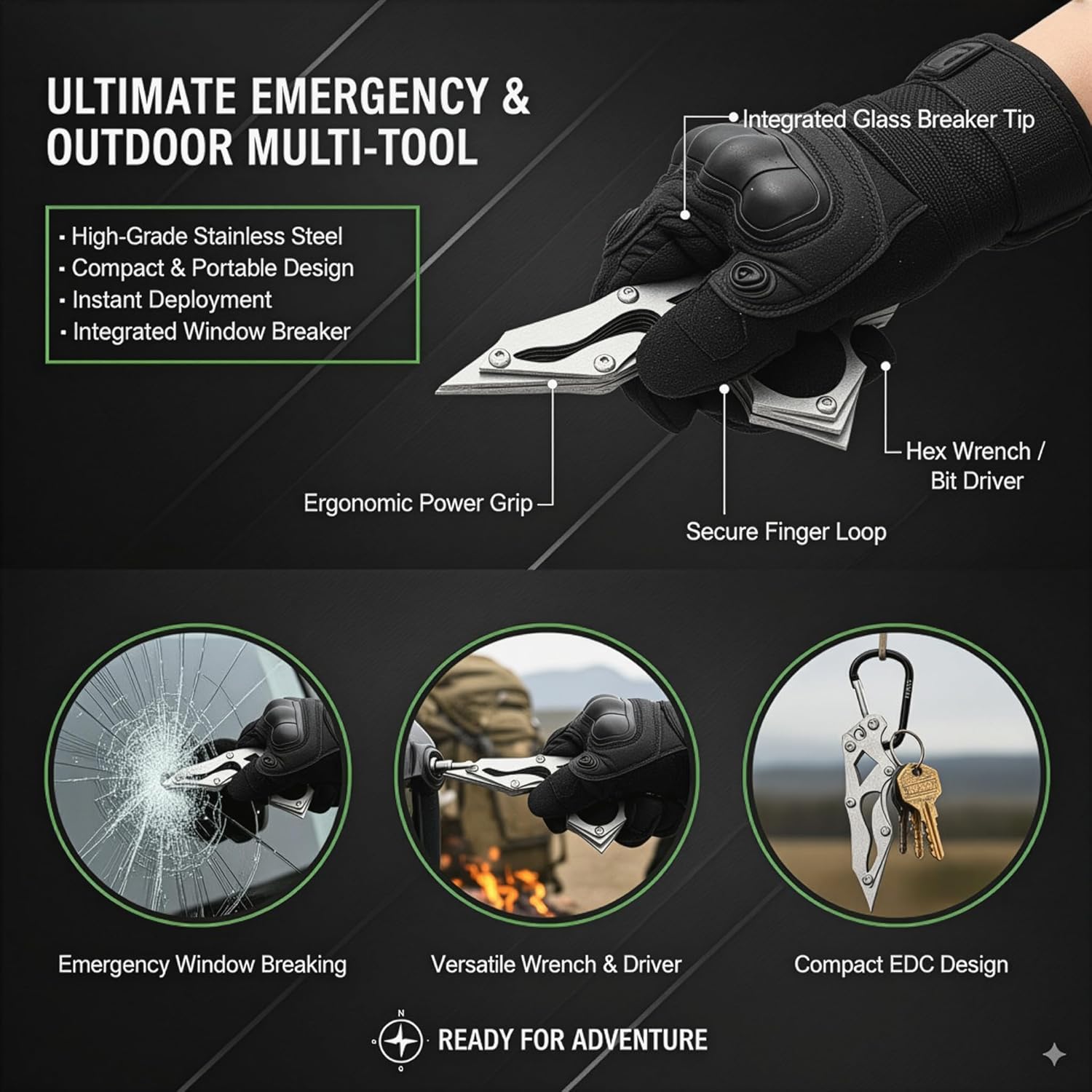 Tactical Knife Multitool - Women’s Self Defense & Survival Gift - Compact EDC Tool with Seatbelt Cutter & Window Breaker - Ideal for Mother’s Day & Birthday Gift