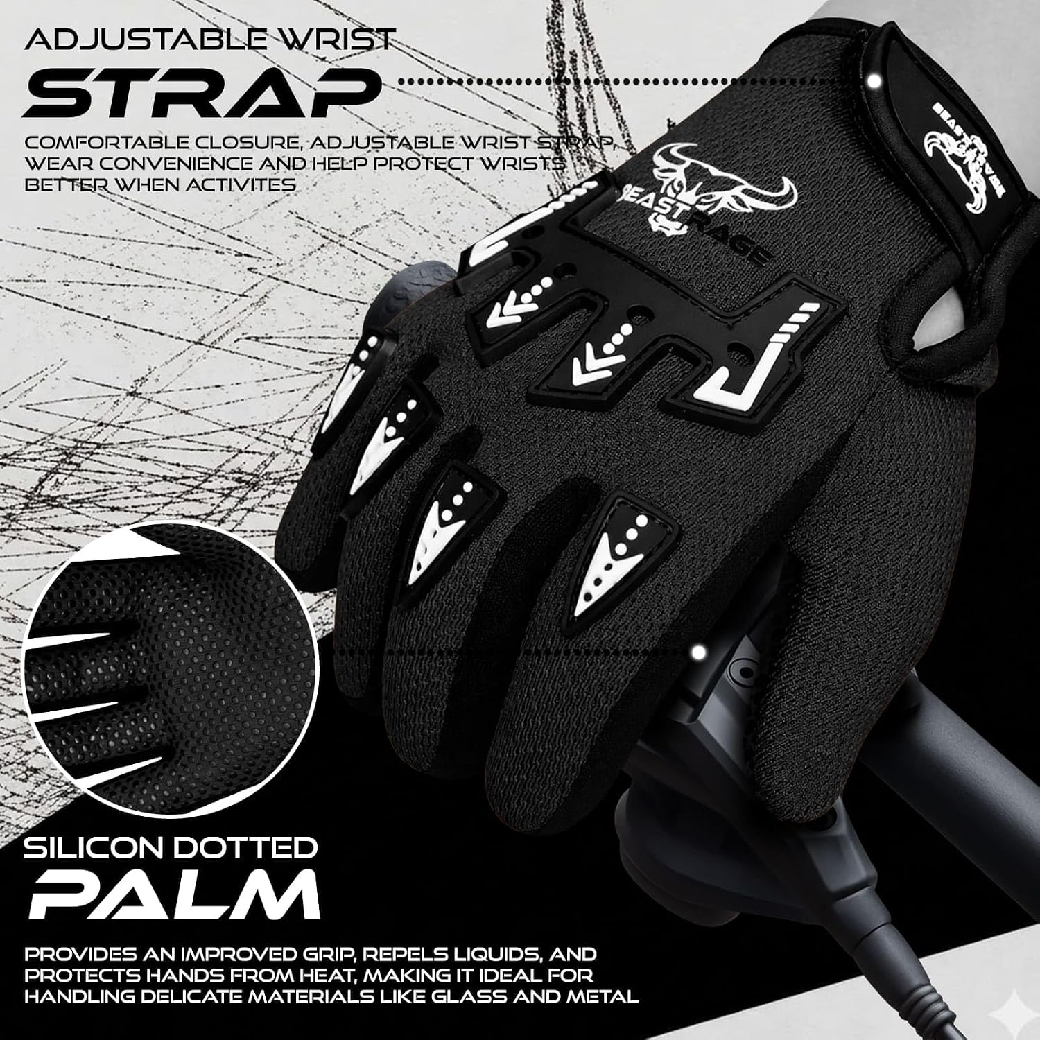 BEAST RAGE Youth Motocross Gloves – Motocross & BMX for Dirt Bike & Riders | Boys &Girls Gear | Non-Slip Grip, Breathable Lightweight for Youth Training Cycling Gloves