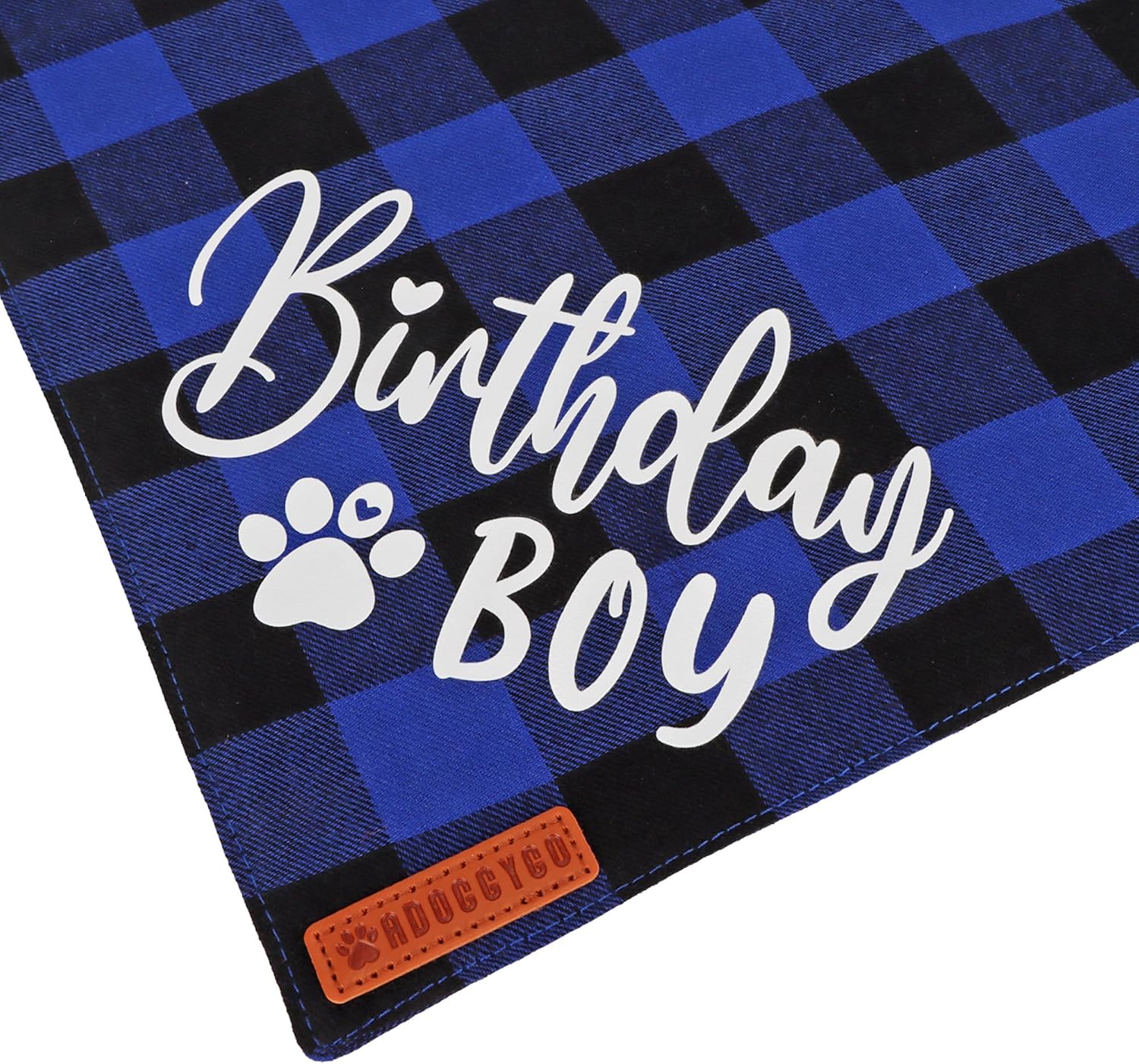 ADOGGYGO Dog Birthday Hat, Blue Plaid Birthday Dog Bandana Set, Small