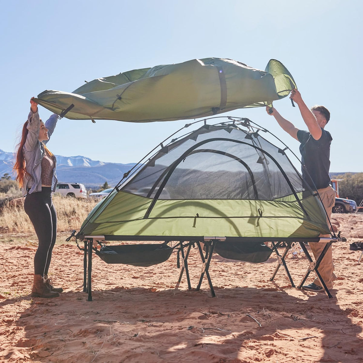 Teton Outfitter Camping Cot, Heavy-Duty Oversized Folding Cot for Adults, Comfortable Elevated Sleeping Bed, Easy Setup