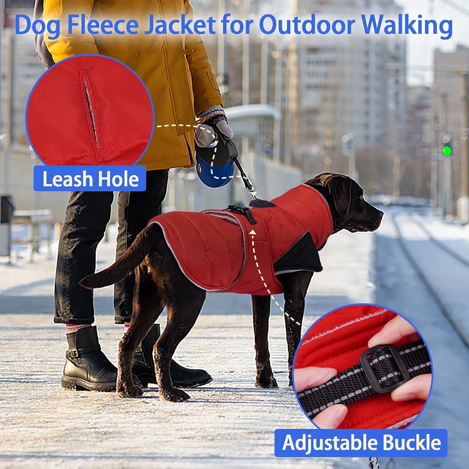 MIGOHI Cozy Small Dog Coat - Reflective Dog Coat for Small Dogs,Fleece Winter Coats Jacket for Dogs with Leash Hole,Snowproof Thick Puppy Clothes,Pomeranian,Chihuahua,XS,RedBlack