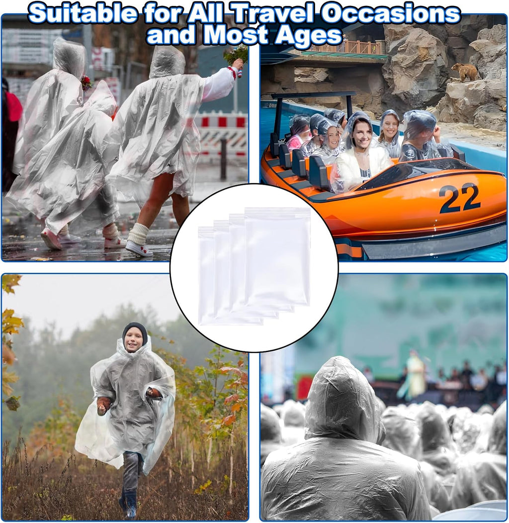 108 Pack Disposable Rain Ponchos for Adults Plastic Ponchos with Hood Raincoat Bulk for Men Women Camping Outdoor
