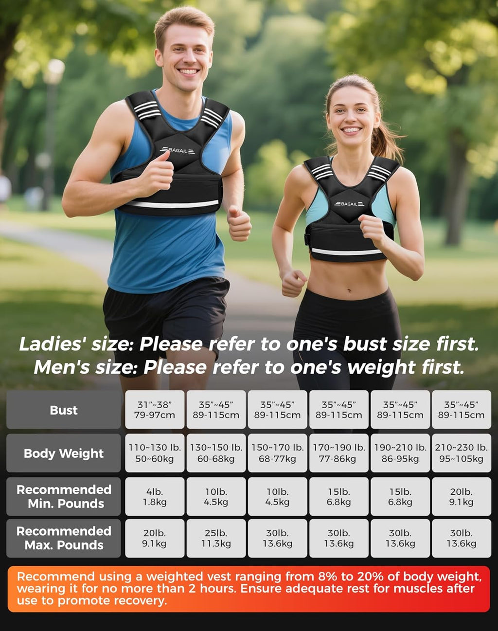 BAGAIL Adjustable Weighted Vest for Women 4-10lb/12-18lb/20-32lb, Comfortable U-Neck Rucking Vest with 6 Removable Weights, Storage Pocket and Reflective Strips for Walking, Jogging, Weight Loss