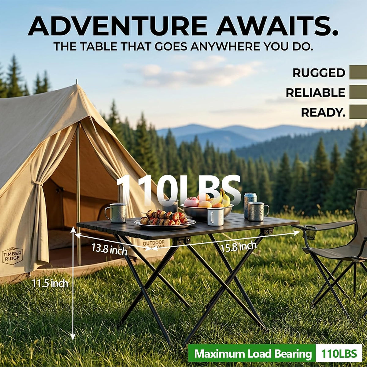 Folding Camping Table, Small Camping Table, Portable Aluminum Camp Table